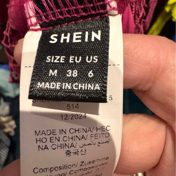 SHEIN Pink Long Sleeve Lace Dress MEDIUM pit to pit 16in length 43in - Picture 3 of 5